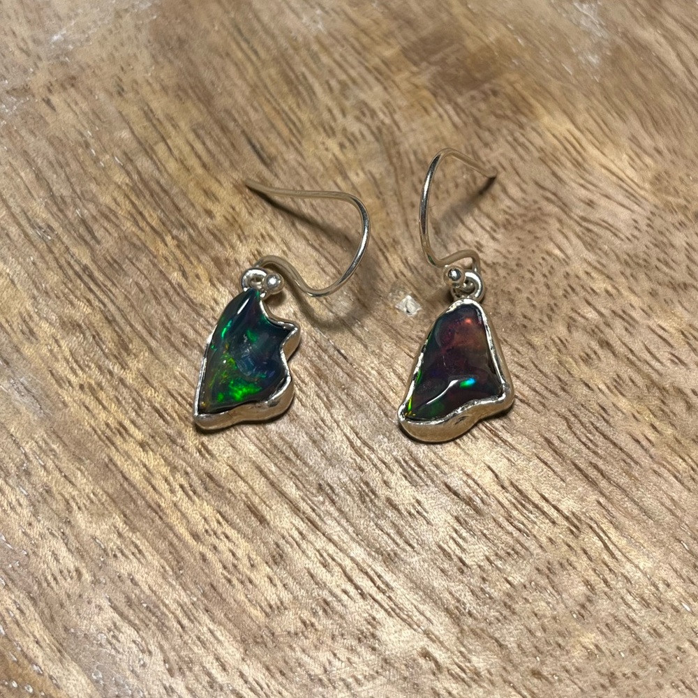Black Ethiopian Opal Raw Form 925 Sterling Silver Earrings